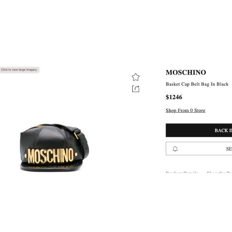 AW20 Moschino Couture Jeremy Scott Black Leather Hat Shaped Fanny Pack Gold Logo For Sale 5
