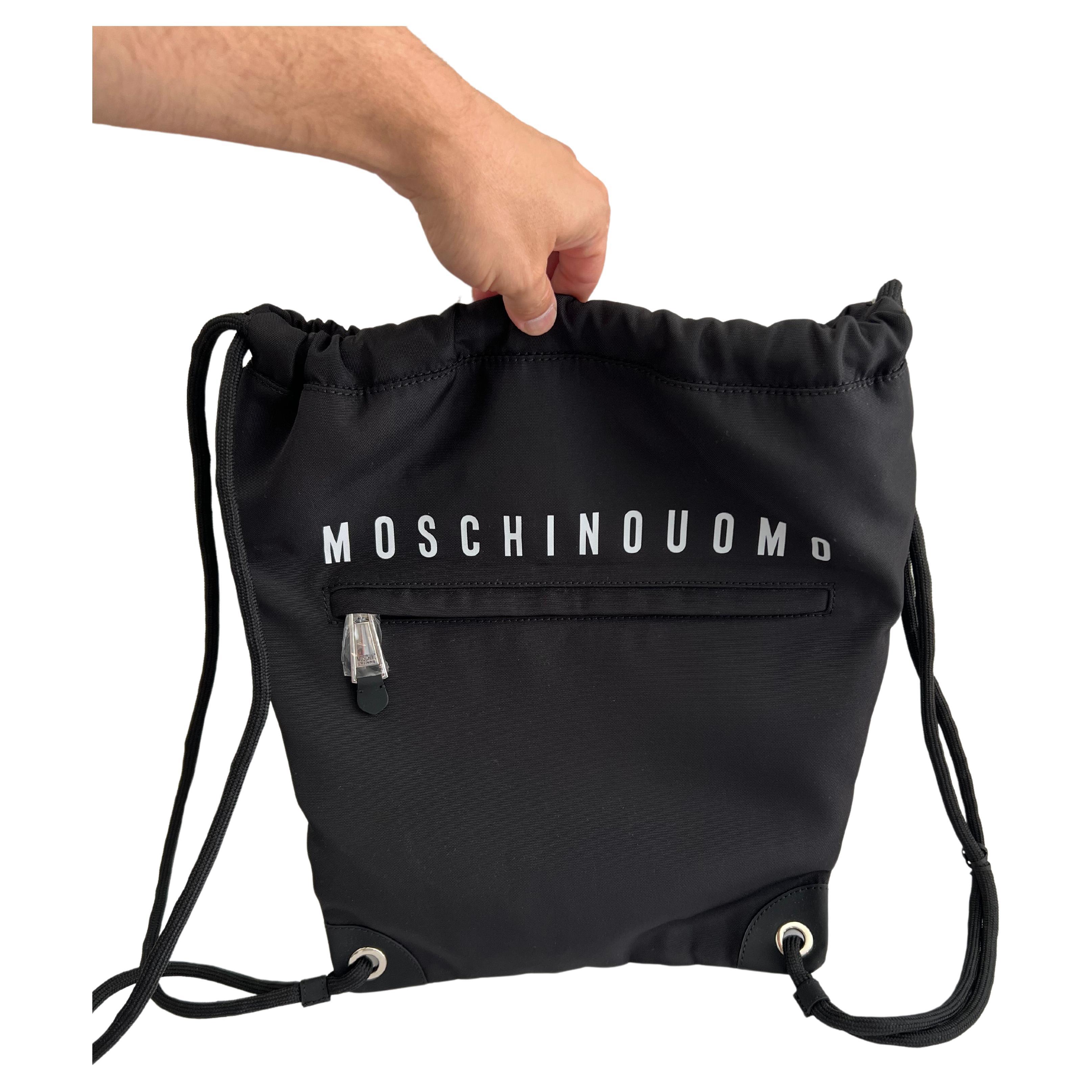 AW20 Moschino Couture Jeremy Scott Black Rectangular Men's Black Sack Backpack