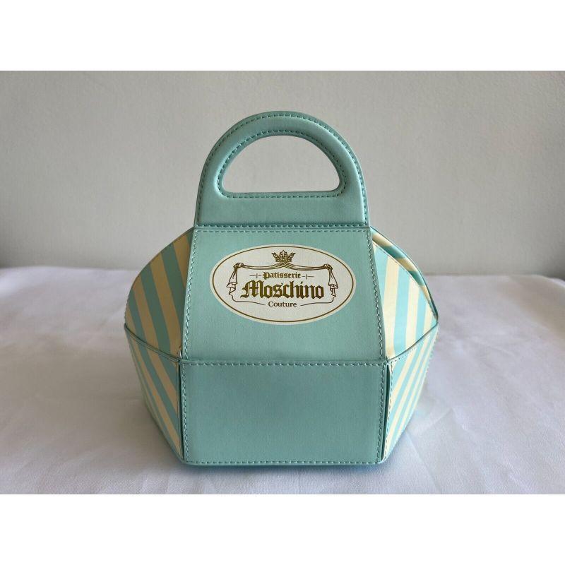 AW20 Moschino Couture Jeremy Scott Cake Box Leather Blue Bag Marie Antoinette For Sale 5