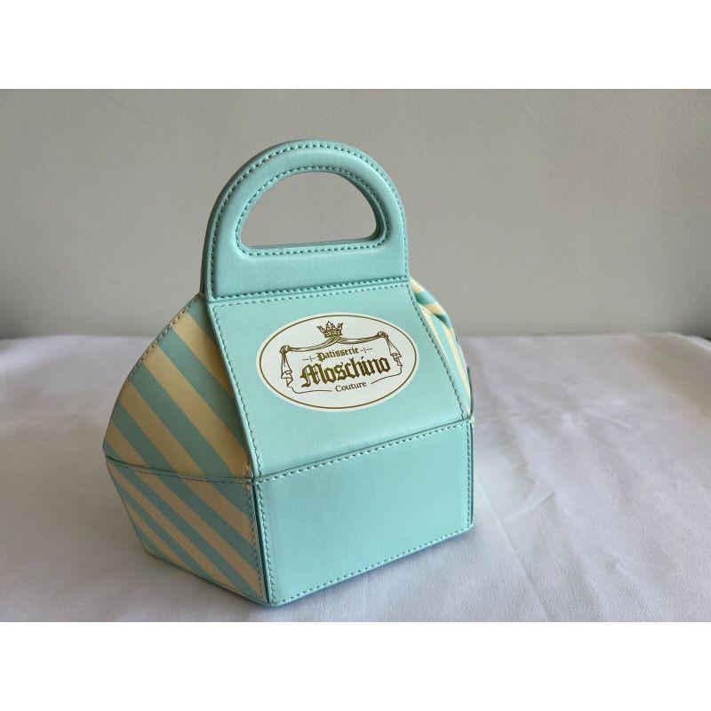 AW20 Moschino Couture Jeremy Scott Cake Box Leather Blue Bag Marie Antoinette For Sale 6