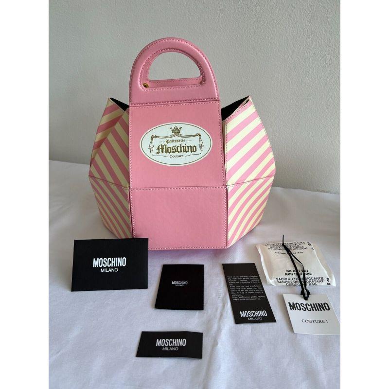 AW20 Moschino Couture Jeremy Scott Cake Box Leather Pink M Bag Marie Antoinette For Sale 6
