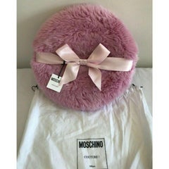 AW20 Moschino Couture Jeremy Scott Giant Pink Faux Fur Powder Puff Bag with Bow