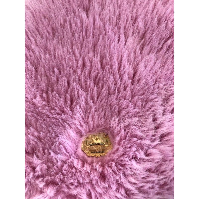 AW20 Moschino Couture Jeremy Scott Giant Pink Faux Fur Powder Puff Bag with Bow 1