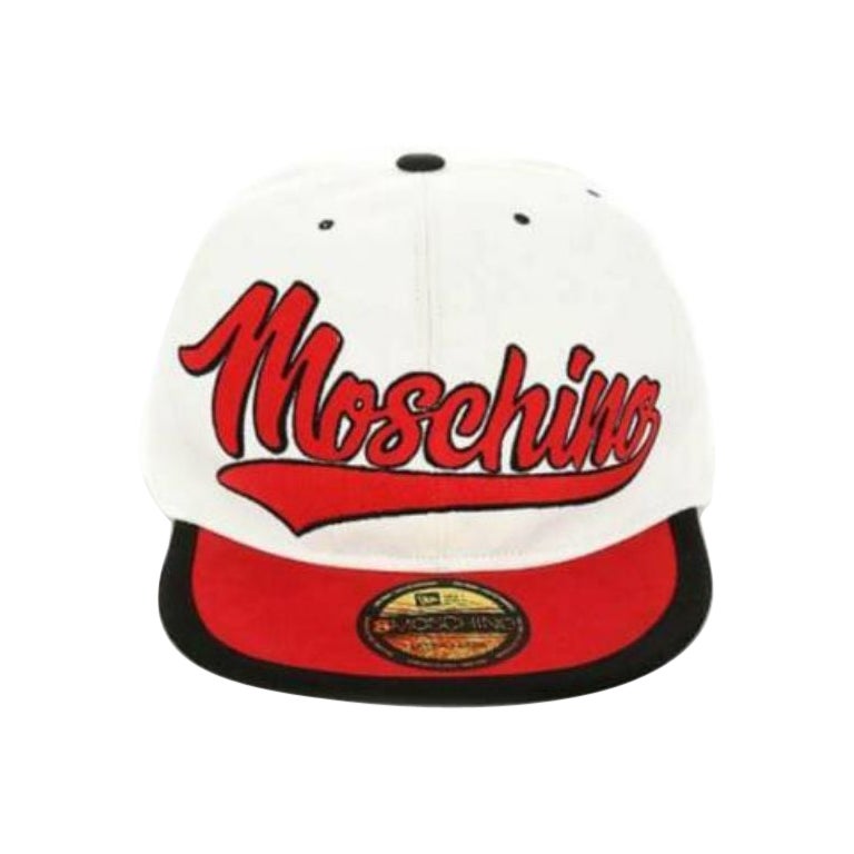 AW20 Moschino Couture Jeremy Scott Oversized Snapback Logo Hat Nyc- White/Red