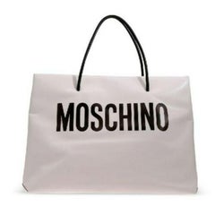 AW20 Moschino Couture Jeremy Scott Oversized White Shopper W/ Black Logo