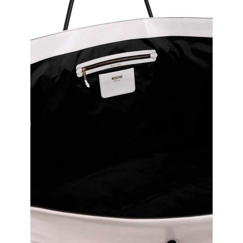 AW20 Moschino Couture Jeremy Scott Oversized White Shopper W/ Black Logo In New Condition For Sale In Palm Springs, CA