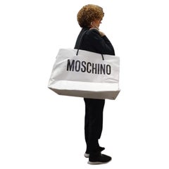 AW20 Moschino Couture Jeremy Scott Oversized White Shopper W/ Black Logo