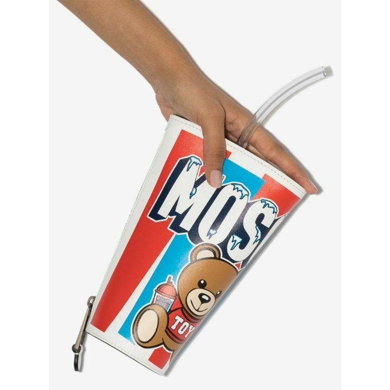 Women's AW20 Moschino Couture Jeremy Scott Teddy Bear To Go Take Away Cup Leather Clutch For Sale
