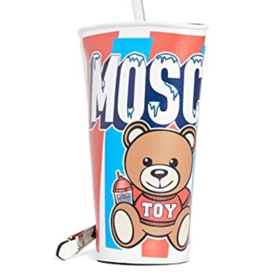 AW20 Moschino Couture Jeremy TEDDY BEAR TO GO TAKE AWAY CUP LEATHER CLUTCH For Sale 8