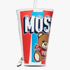 AW20 Moschino Couture Jeremy TEDDY BEAR TO GO TAKE AWAY CUP LEATHER CLUTCH