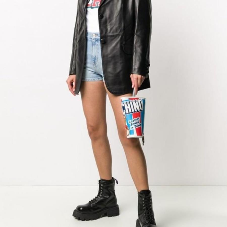 AW20 Moschino Couture Jeremy TEDDY BEAR TO GO TAKE AWAY CUP LEATHER CLUTCH For Sale 4