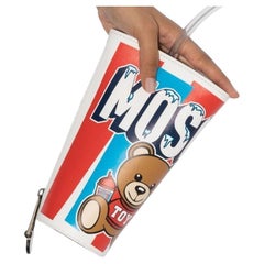 AW20 Moschino Couture Jeremy TEDDY BEAR TO GO TAKE AWAY CUP LEATHER CLUTCH