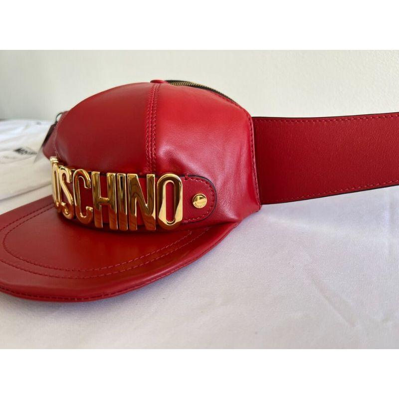 Women's or Men's AW20 Moschino Couture Leather Hat Shaped Fanny Pack Gold Logo by Jeremy Scott For Sale