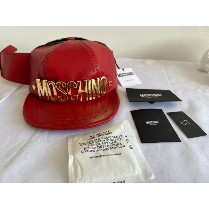 AW20 Moschino Couture Leather Hat Shaped Fanny Pack Gold Logo by Jeremy Scott For Sale 3