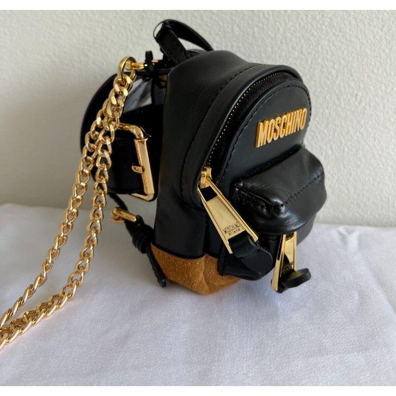 AW20 Moschino Couture Mini Leather Black Backpack/Keychain/Belt Bag/Shoulder Bag In New Condition For Sale In Palm Springs, CA