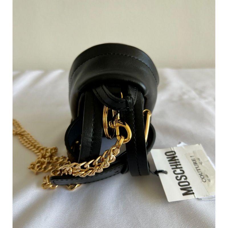 AW20 Moschino Couture Mini Leather Black Backpack/Keychain/Belt Bag/Shoulder Bag For Sale 2