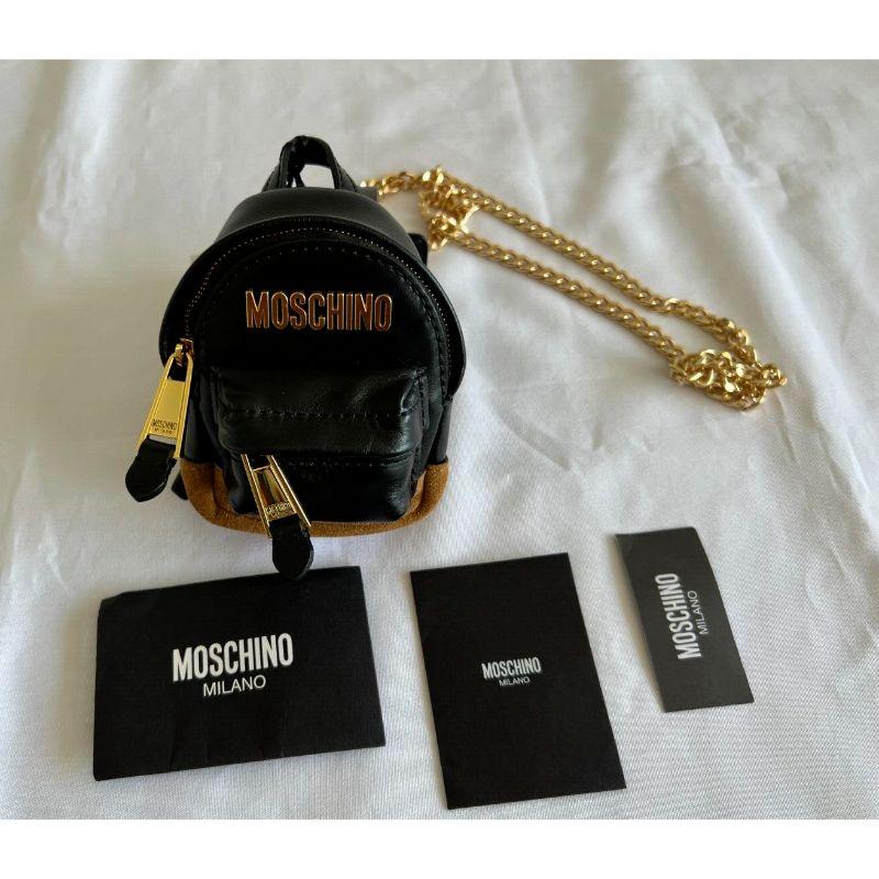 AW20 Moschino Couture Mini Leather Black Backpack/Keychain/Belt Bag/Shoulder Bag For Sale 3