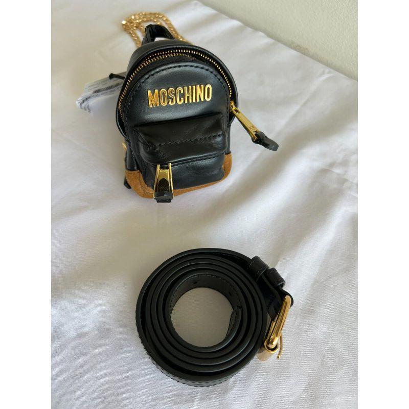 AW20 Moschino Couture Mini Leather Black Backpack/Keychain/Belt Bag/Shoulder Bag For Sale 5