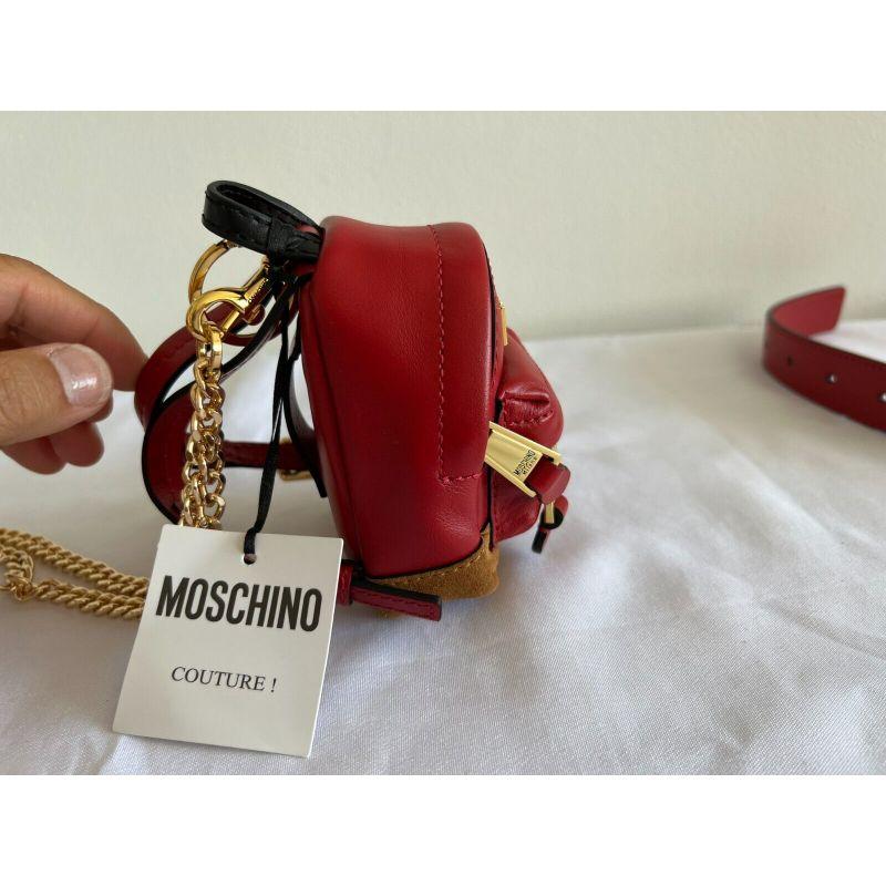 AW20 Moschino Couture Mini Leather Red Backpack/Keychain/Belt Bag/Shoulder Bag In New Condition For Sale In Palm Springs, CA