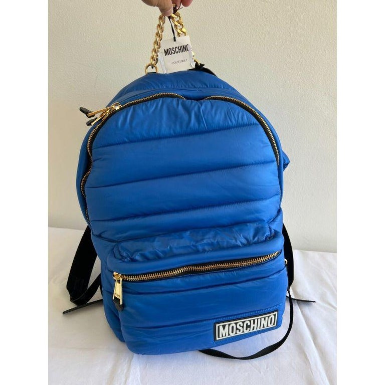 AW20 Moschino Couture Jeremy Scott OVERSIZED Blue Backpack with Attached Hoodie AW20 Moschino Couture Oversized Backpack with Attached  main image 4