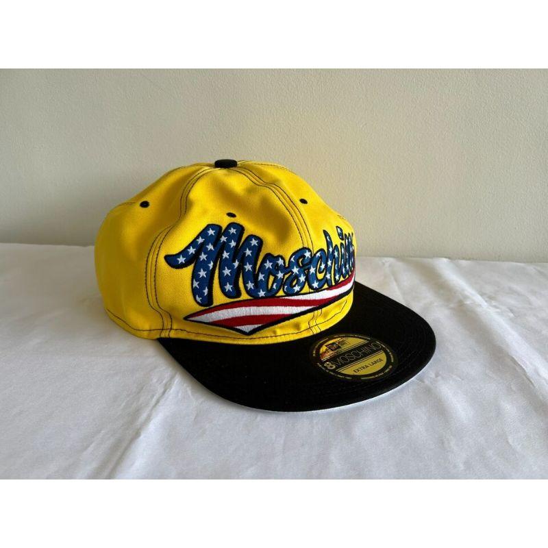 AW20 Moschino Couture Jeremy Scott Oversized Gigantic Snapback Hat Yellow/Blue

Additional Information:
Material: Cotton
Color: Yellow, Blue, Red (the Black/Yellow is sold out)
Pattern: Logo
Size: OS
Style: Snapback
Condition: Brand new with tags