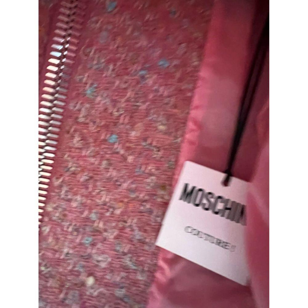 AW20 Moschino Couture Rosa Boucle-Wolljacke mit übergroßem Reißverschluss in Übergröße, Größe US 8 im Angebot 9