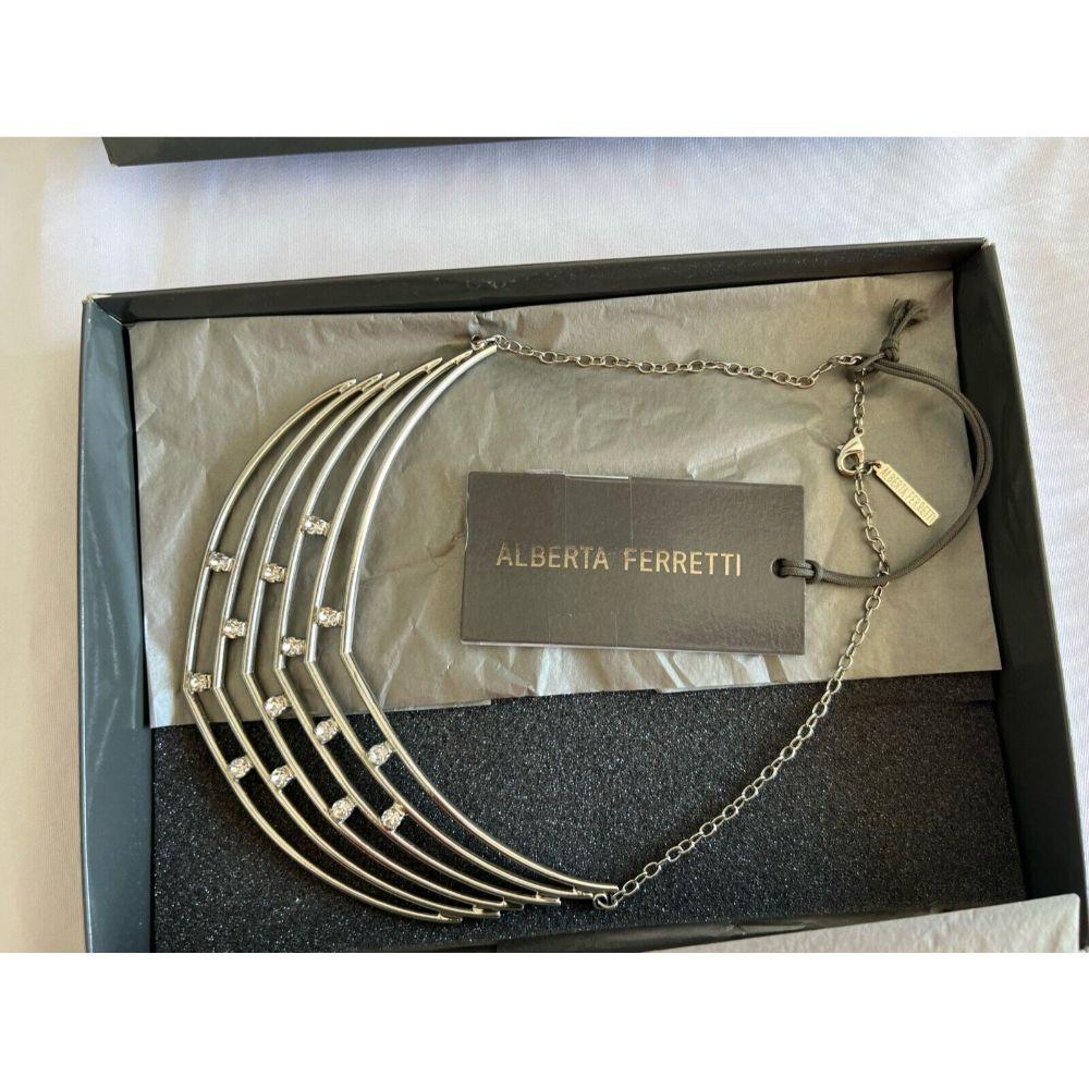 AW20 Silver Tone Metal Crystal-Embellished Strass Necklace by Alberta Ferretti For Sale 6