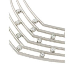 Alberta Ferretti, collier à bretelles orné de cristaux en métal de couleur argent AW20