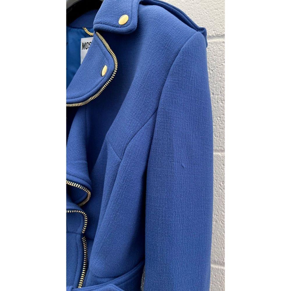 Women's AW21 Moschino Couture Blue Jacket/Coat Gold Hardware by Jeremy Scott For Sale