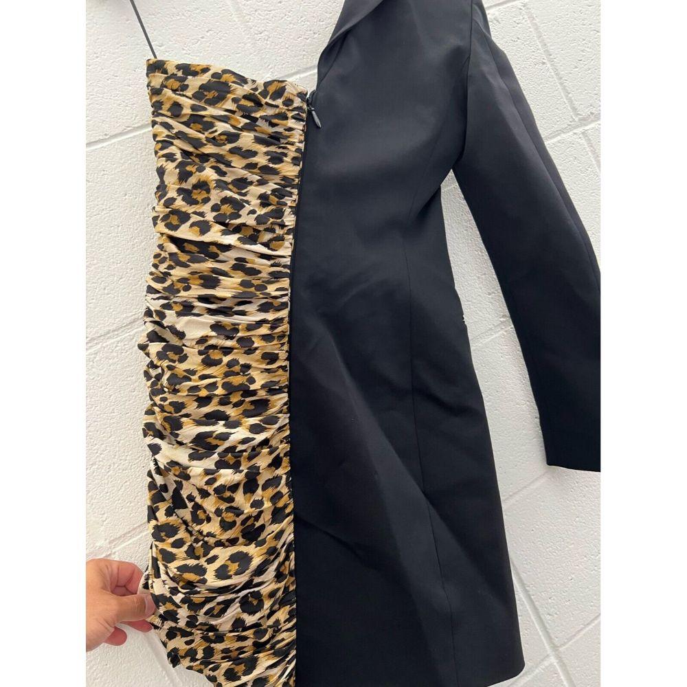 AW21 Moschino Couture Half Blazer Half Leopard Asymmetrical Dress For Sale 5