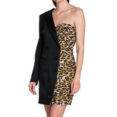 AW21 Moschino Couture Half Blazer Half Leopard Asymmetrical Dress