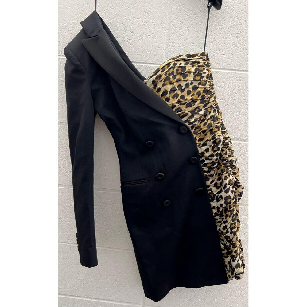 Women's AW21 Moschino Couture Half Blazer Half Leopard Asymmetrical Dress For Sale