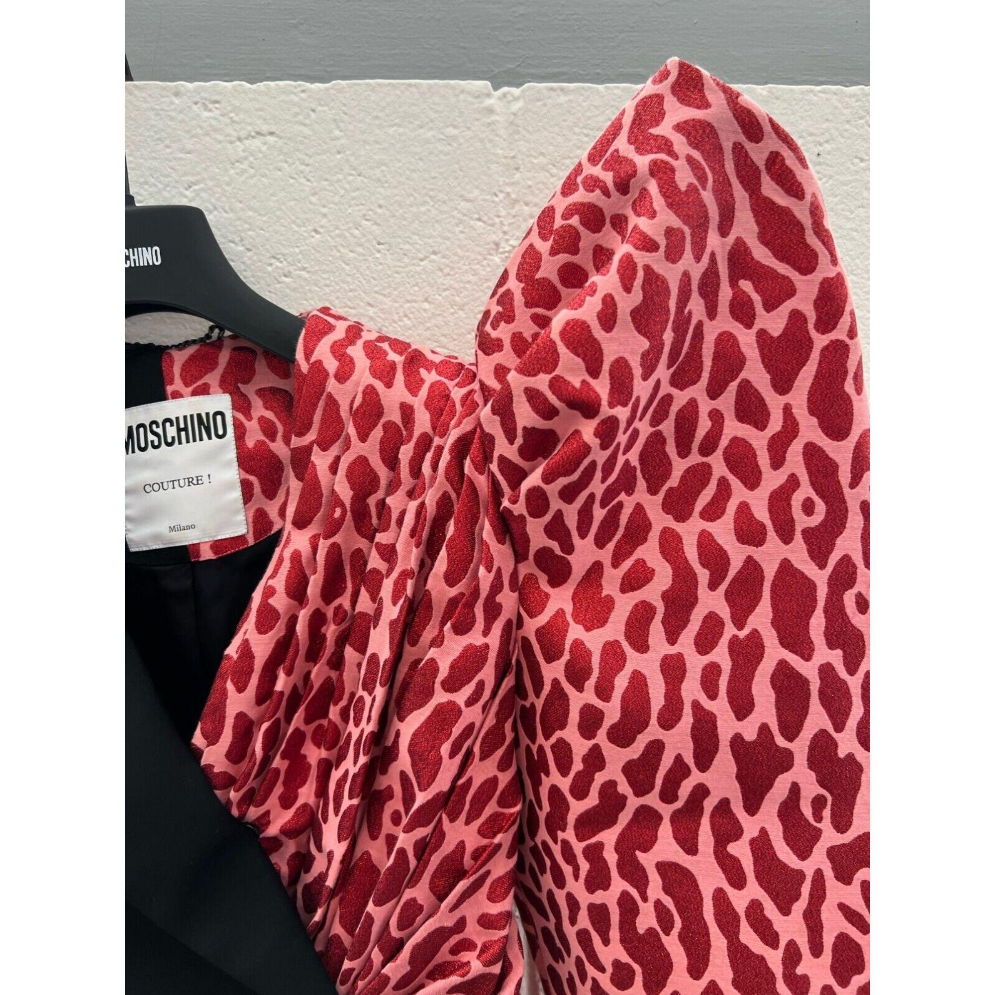 AW21 Moschino Couture Jacket Half Black Half Pink Leopard Spots by Jeremy Scott For Sale 1