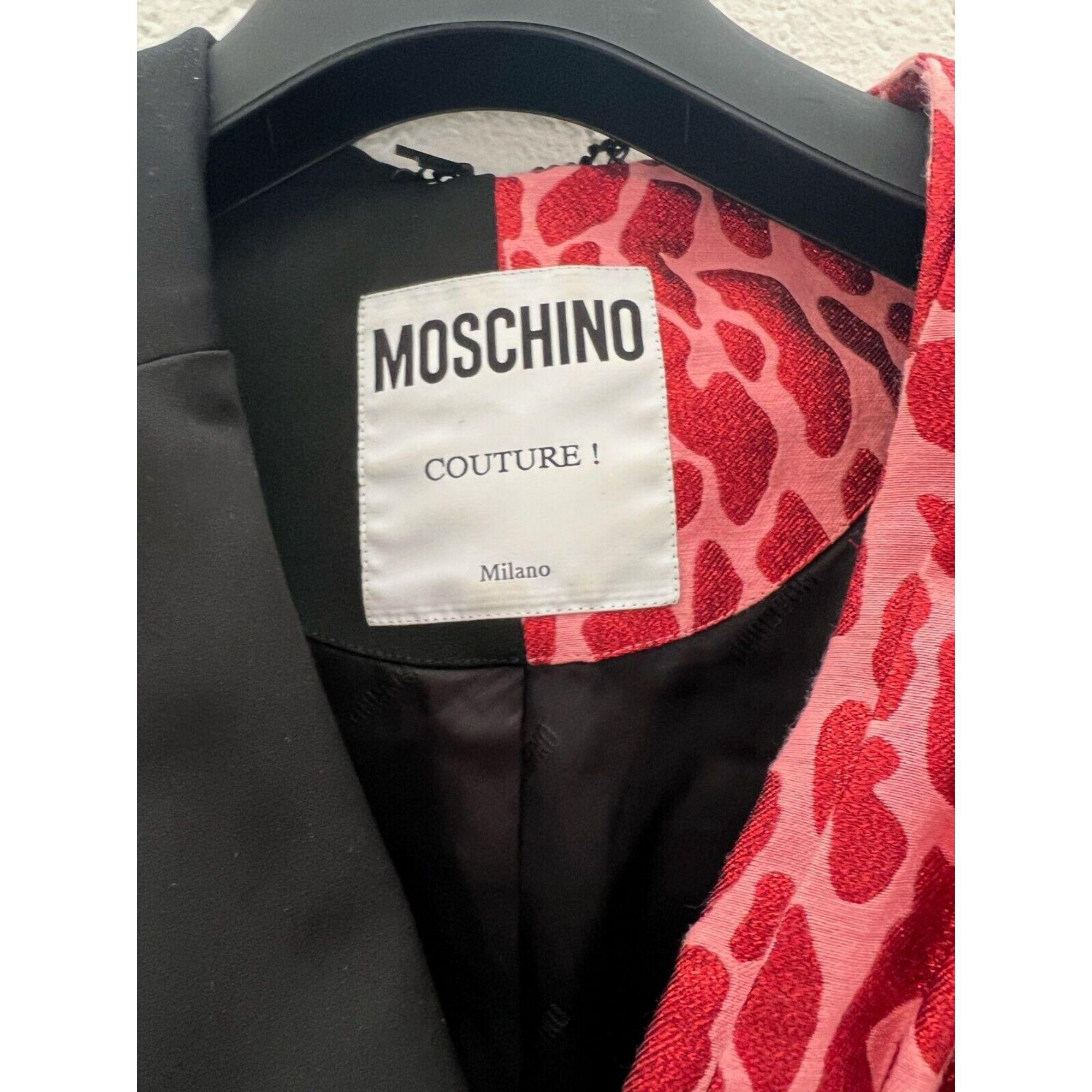 Veste Moschino Couture AW21, demi noire et demi rose avec taches léopard par Jeremy Scott en vente 2