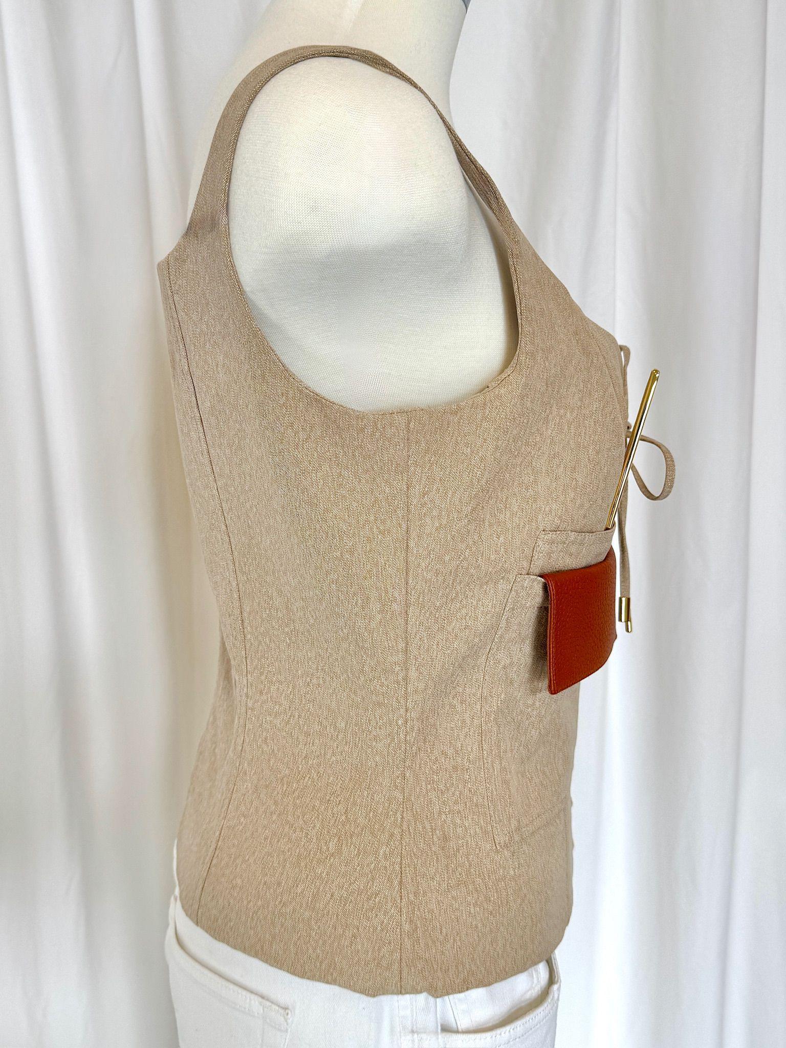 Donna AW21 Moschino Couture Jeremy Scott Beige Gabardine Survivor Kit Bustier Top in vendita