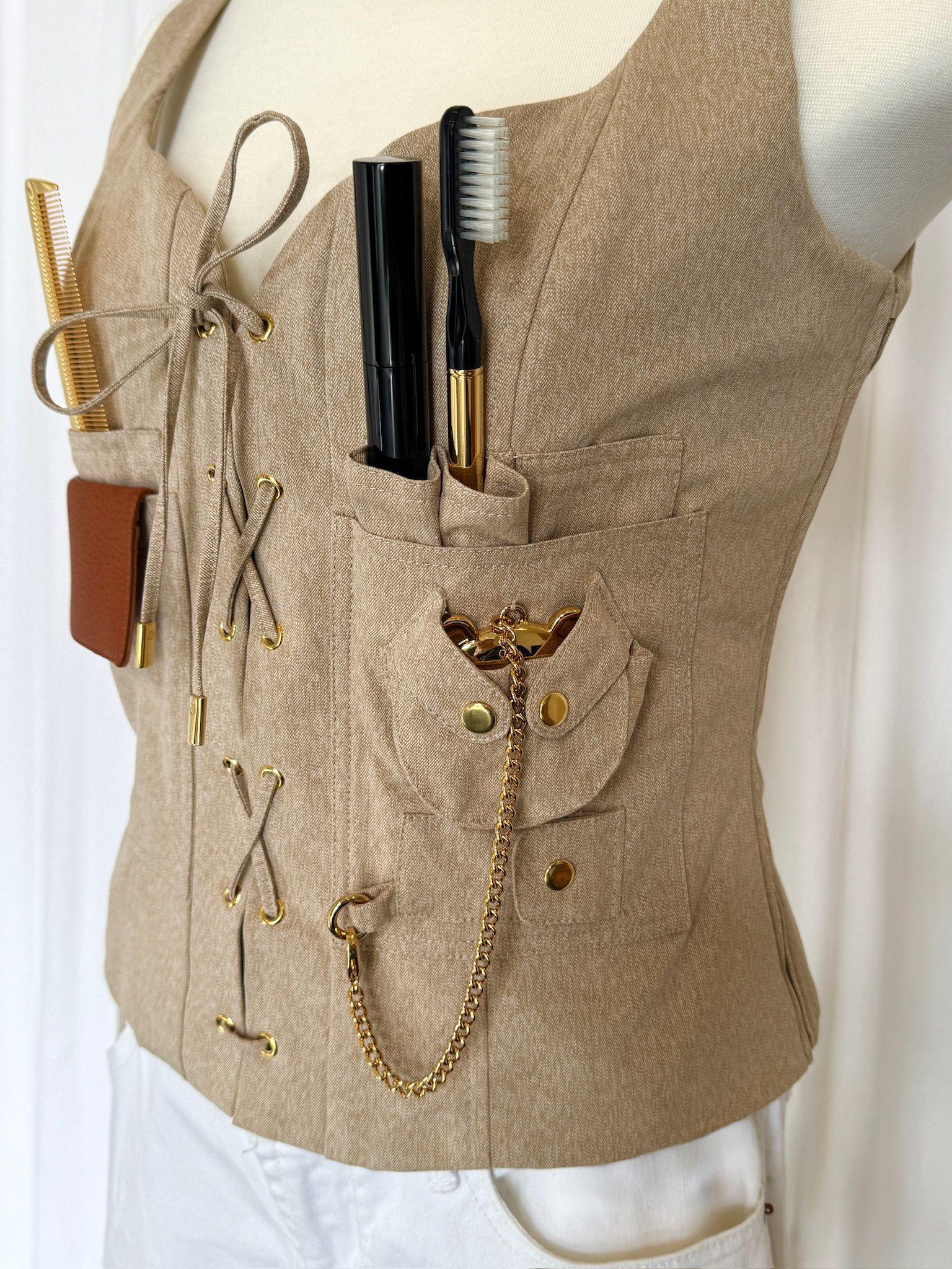 AW21 Moschino Couture Jeremy Scott Beige Gabardine Survivor Kit Bustier Top in vendita 3