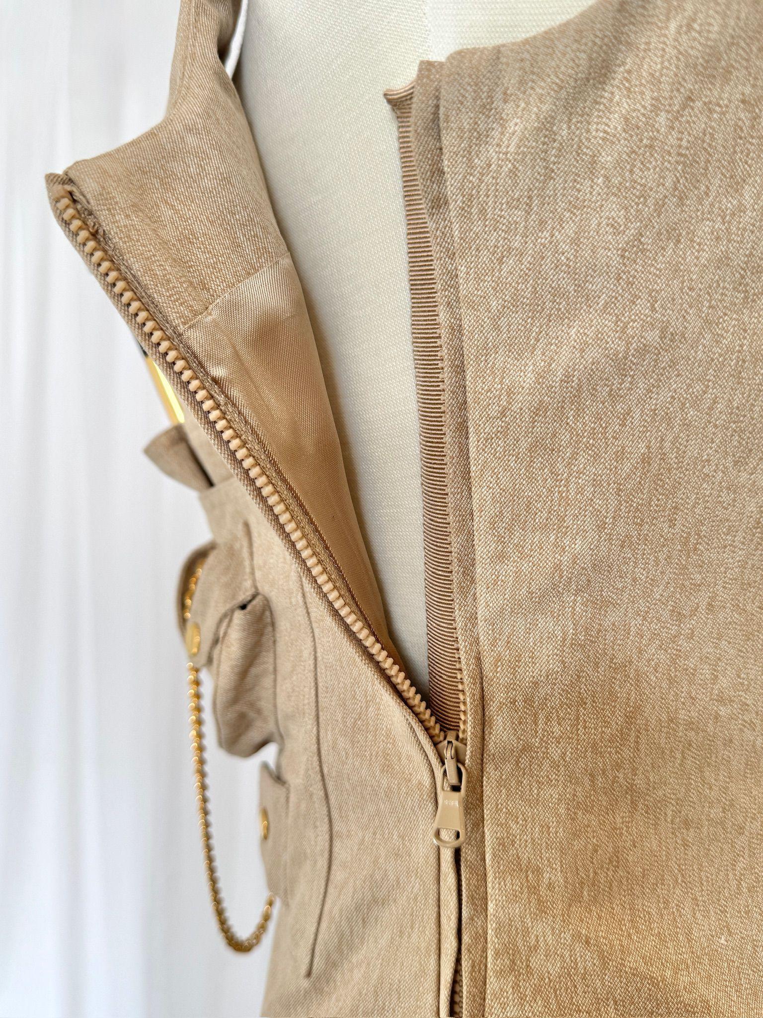 AW21 Moschino Couture Jeremy Scott Beige Gabardine Survivor Kit Bustier Top in vendita 4