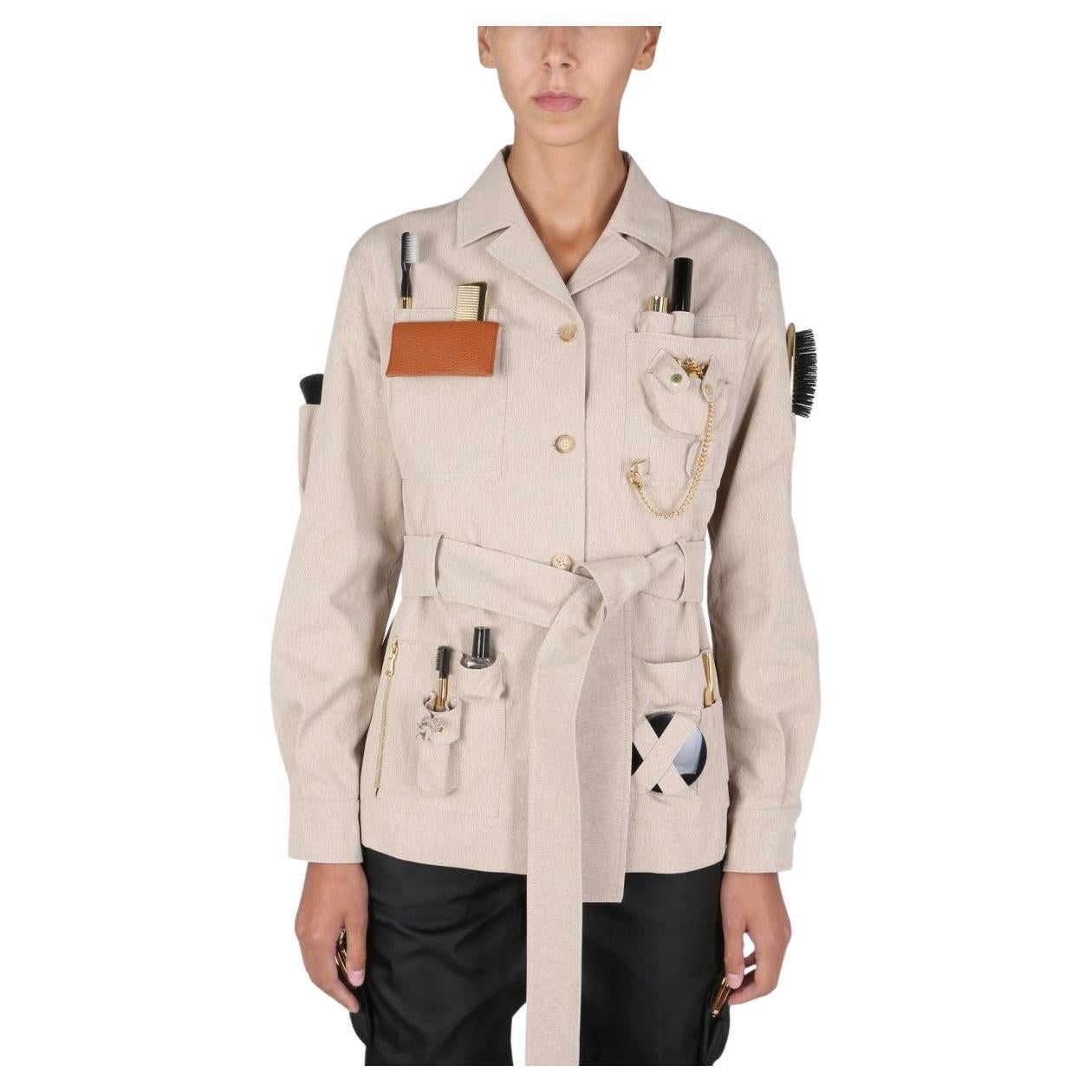 AW21 MOSCHINO Couture Jeremy Scott Beige Gabardine Survivor Kit