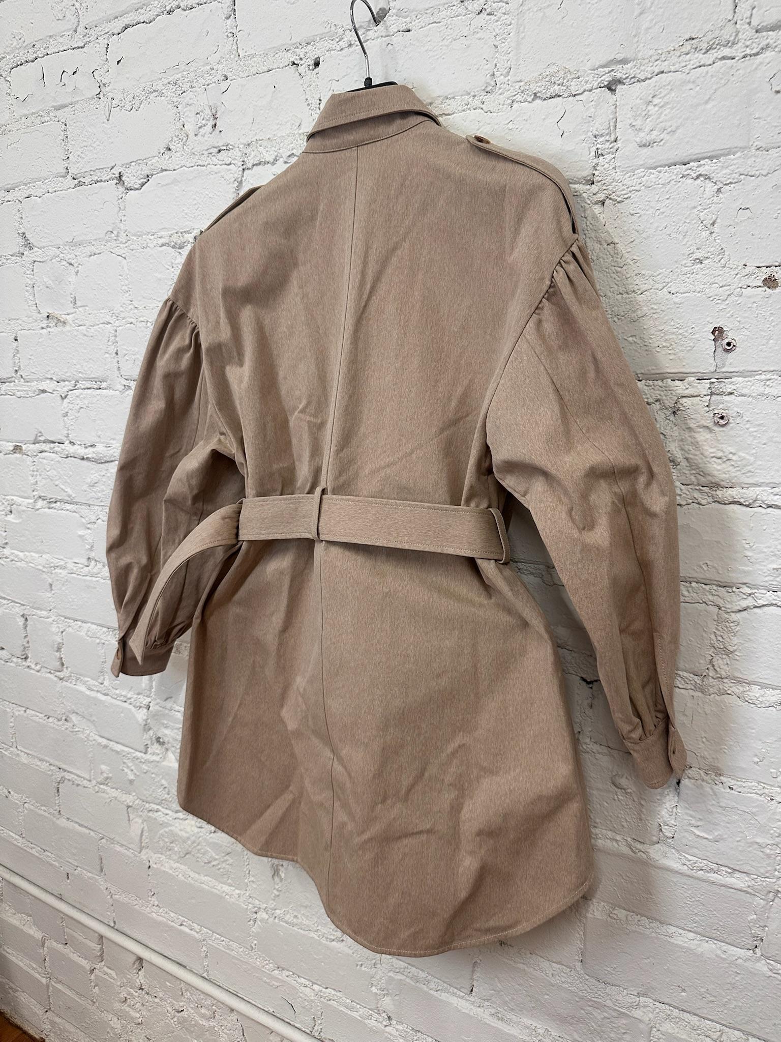 AW21 Moschino Couture Jeremy Scott Beige Gabardine Survivor Kit Tools Robe en vente 12