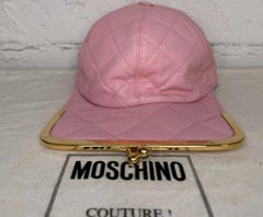 AW21 Moschino Couture Scott, Pink Quilted Nappa Hat Shaped, Kisslock Purse