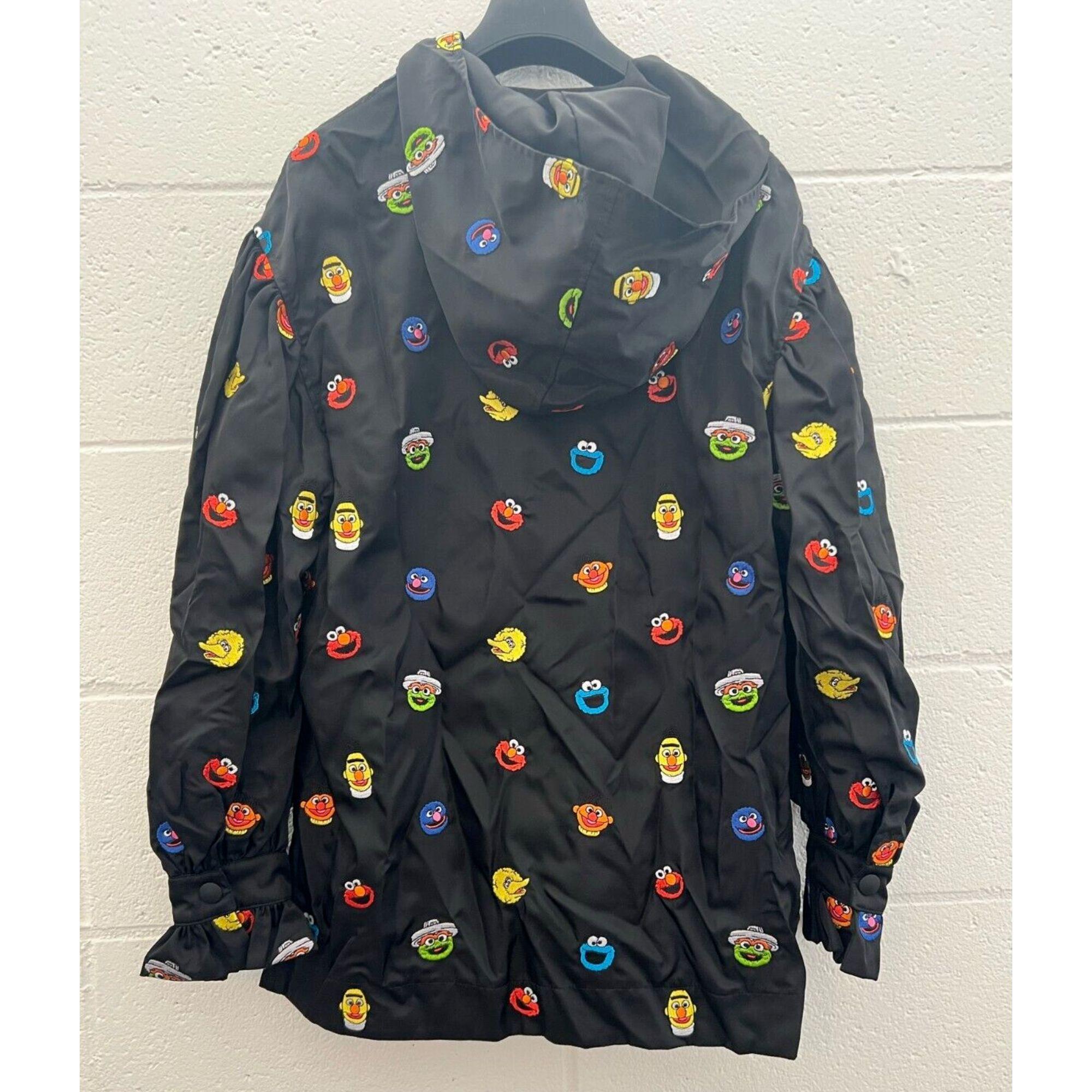 AW21 Moschino Couture Sesame Street Embroidered Hooded Jacket by Jeremy Scott For Sale 5
