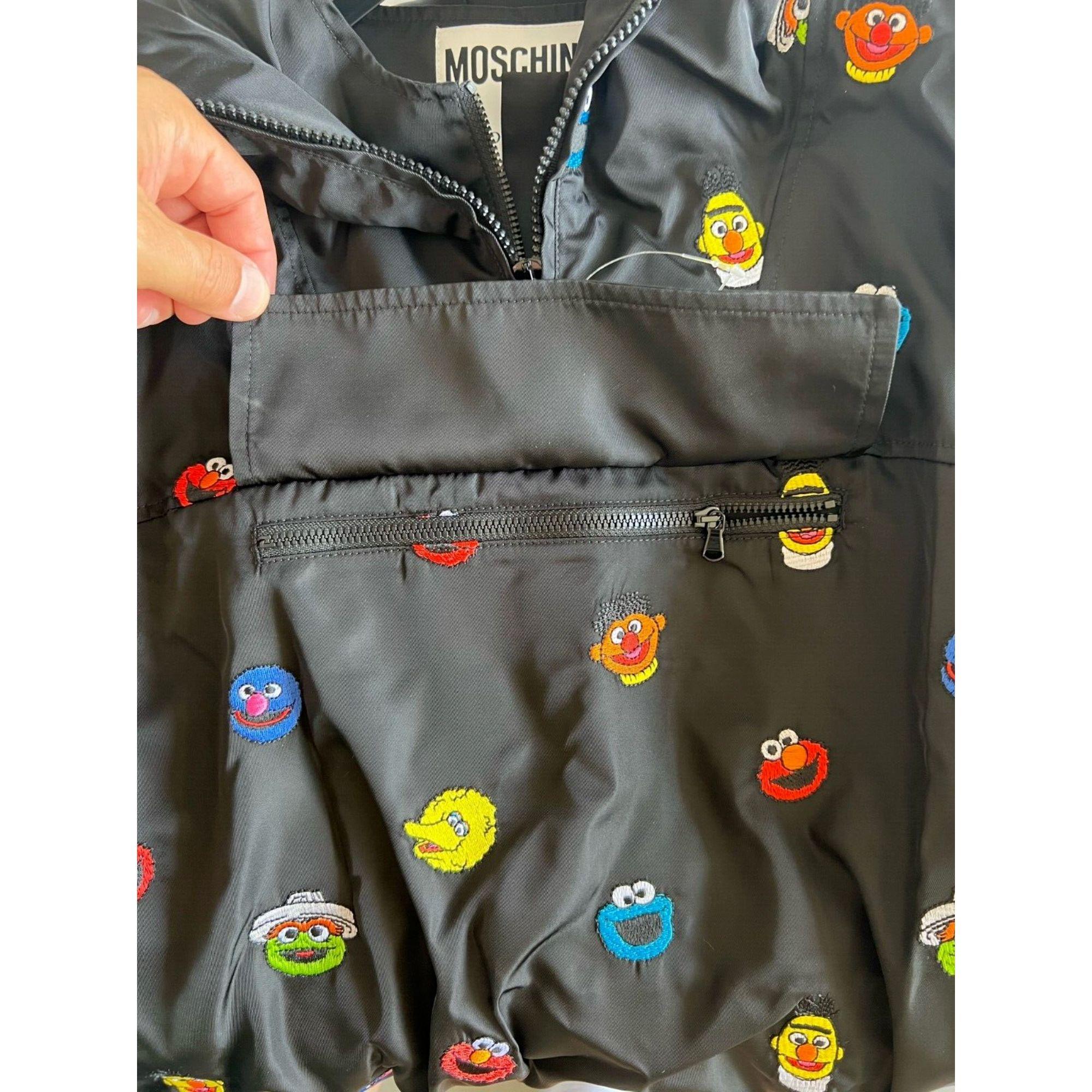 AW21 Moschino Couture Sesame Street Embroidered Hooded Jacket by Jeremy Scott For Sale 9
