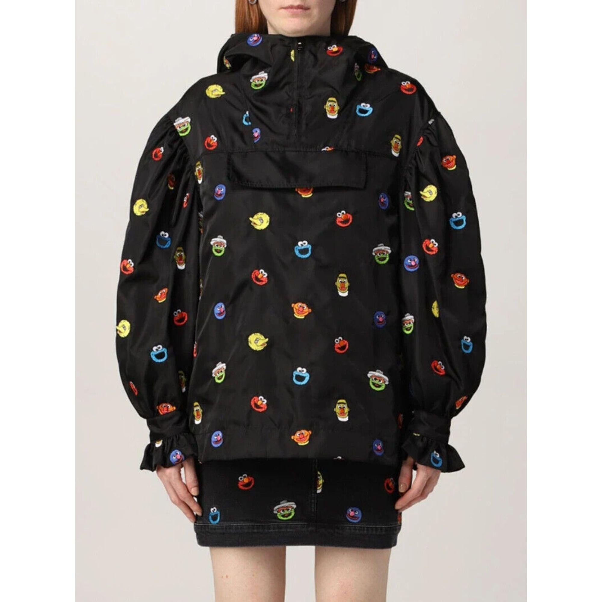 AW21 Moschino Couture Jeremy Scott Sesame Street Embroidered Black Hooded Jacket

Additional Information:
Material: 100% Viscose
Color: Black, Red, Yellow, Orange, Green, Blue
Size: IT 38 / US 4
Pattern: Allover Embroidered Characters
Style: