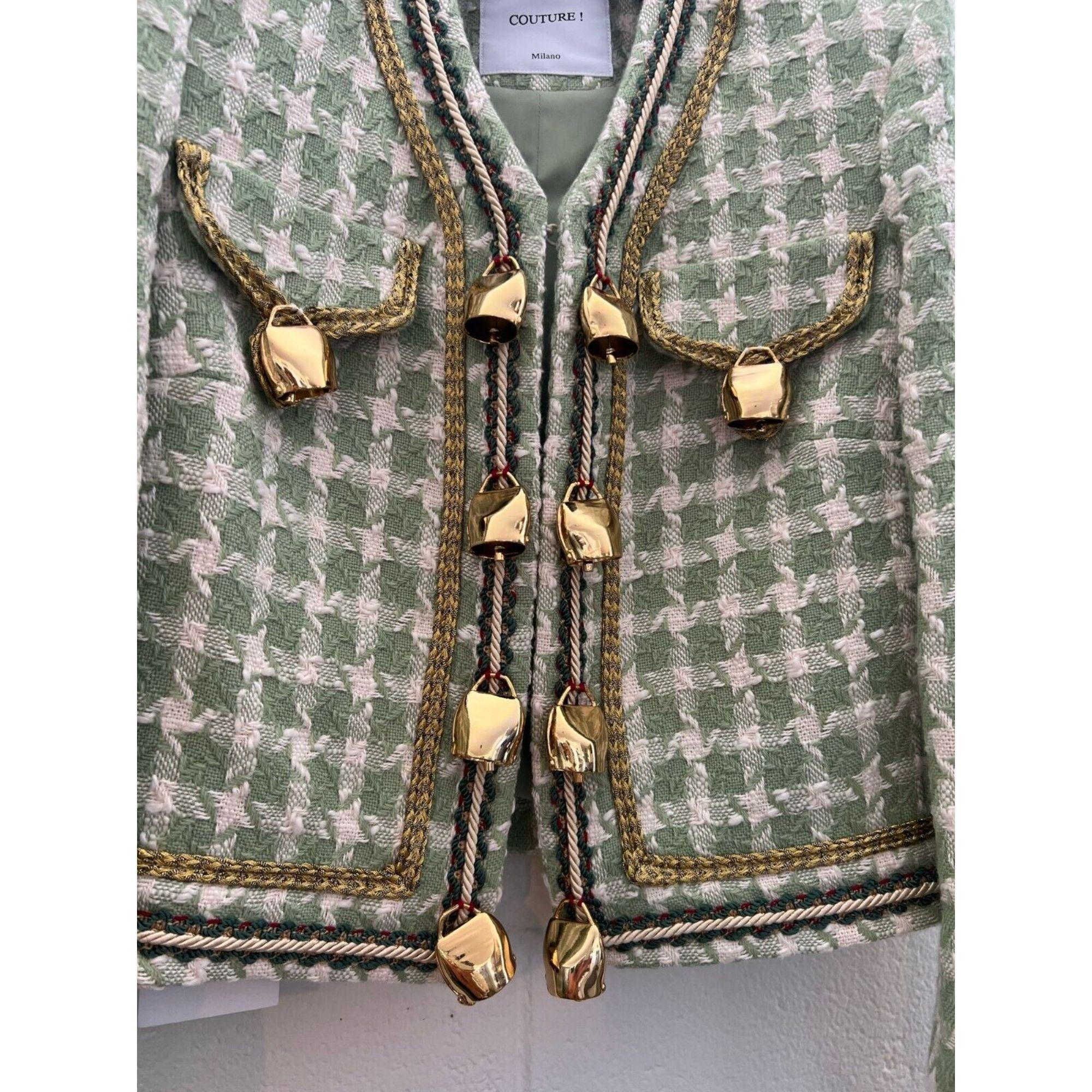 AW21 Moschino Couture Wool Cotton Jacket with Cow Bells by Jeremy Scott For Sale 3