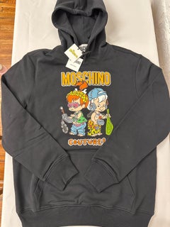 AW22 MOSCHINO Couture Jeremy Scott Black Flinstones Graphic Hoodie Sweatshirt