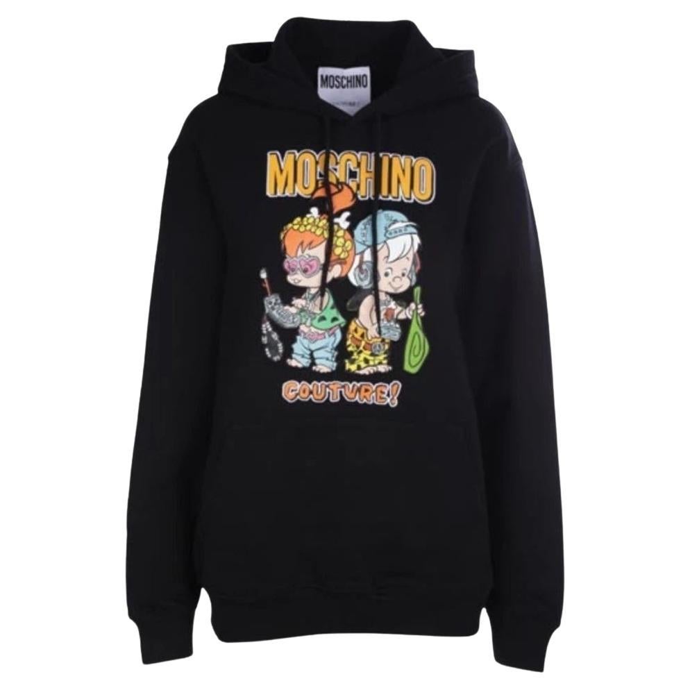 AW22 Moschino Couture Jeremy Scott Black Black Flinstones Graphic Hoodie Sweatshirt