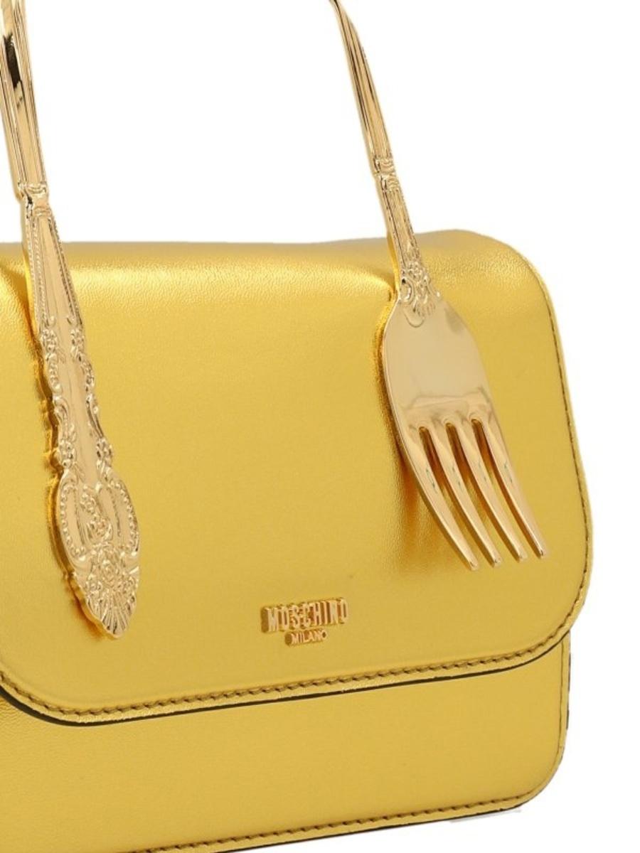 AW22 MOSCHINO Couture Jeremy Scott Tenedor de oro Bolso bandolera Crossbody Marrón en venta