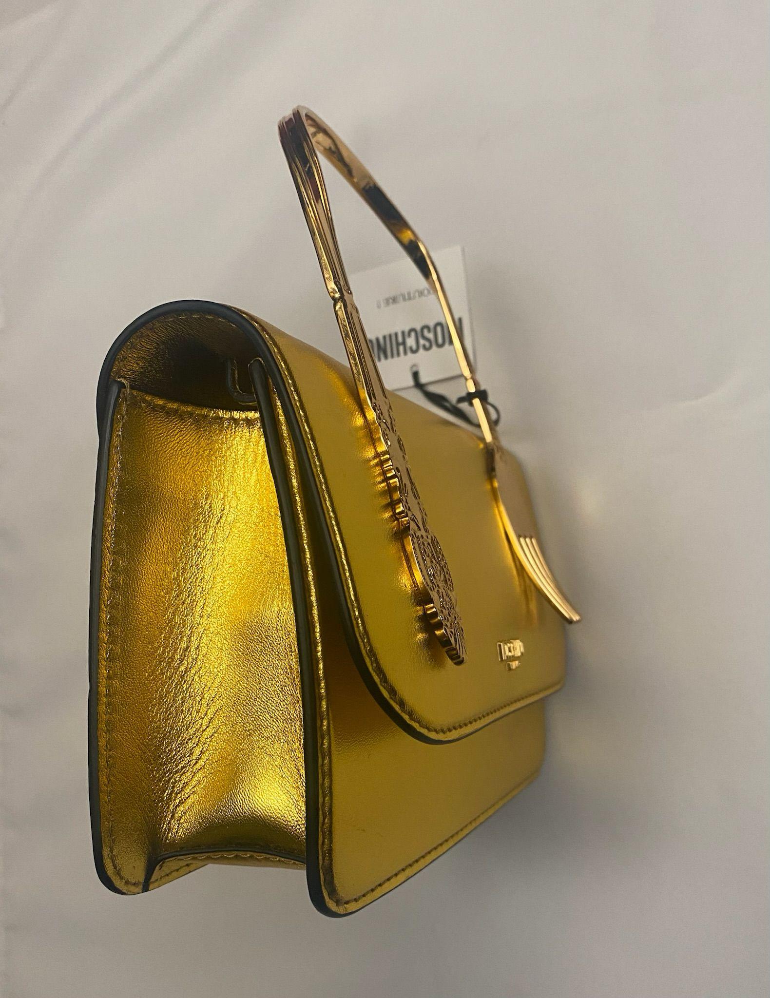 AW22 MOSCHINO Couture Jeremy Scott Tenedor de oro Bolso bandolera Crossbody en venta 2