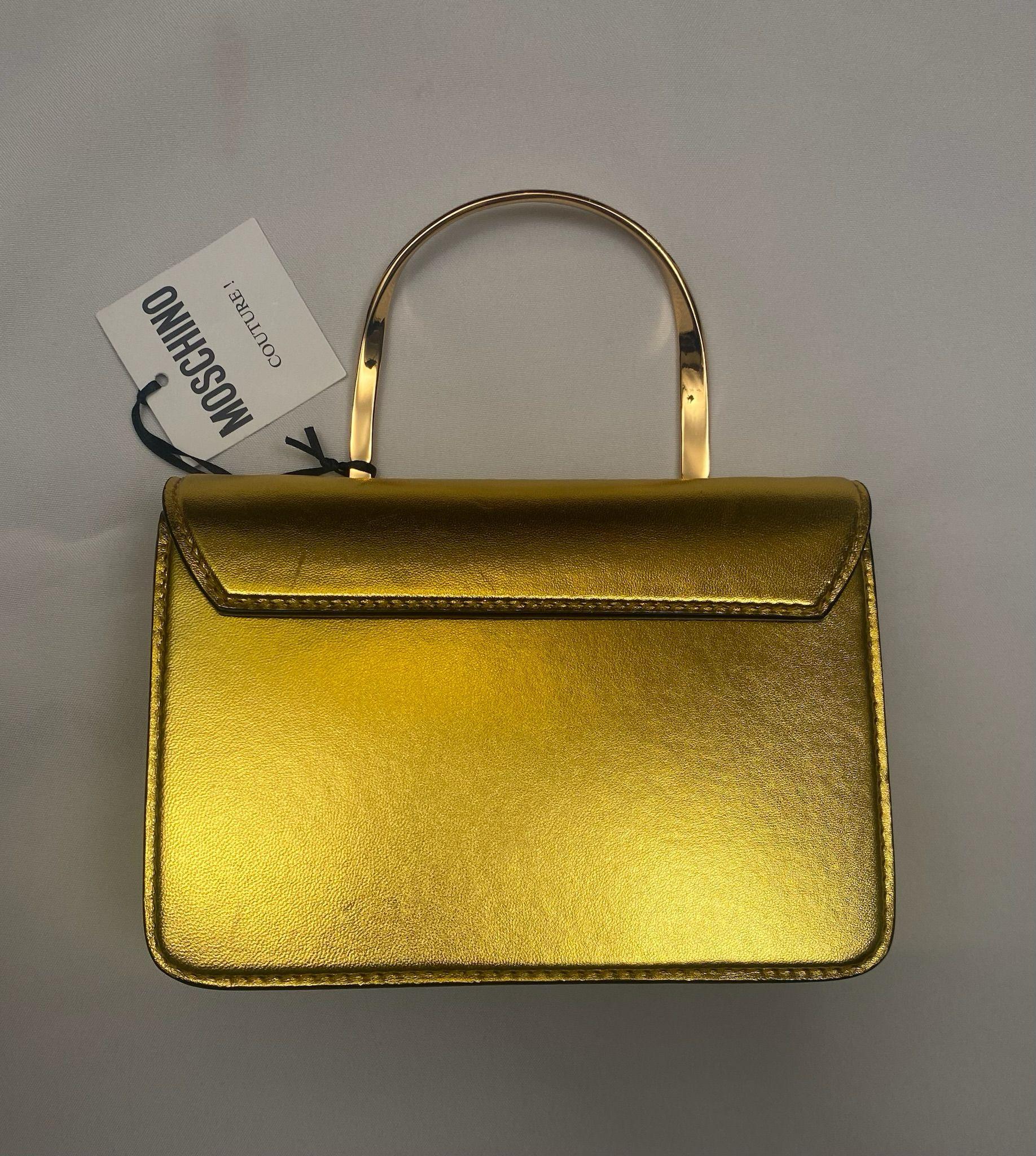 AW22 MOSCHINO Couture Jeremy Scott Tenedor de oro Bolso bandolera Crossbody en venta 4