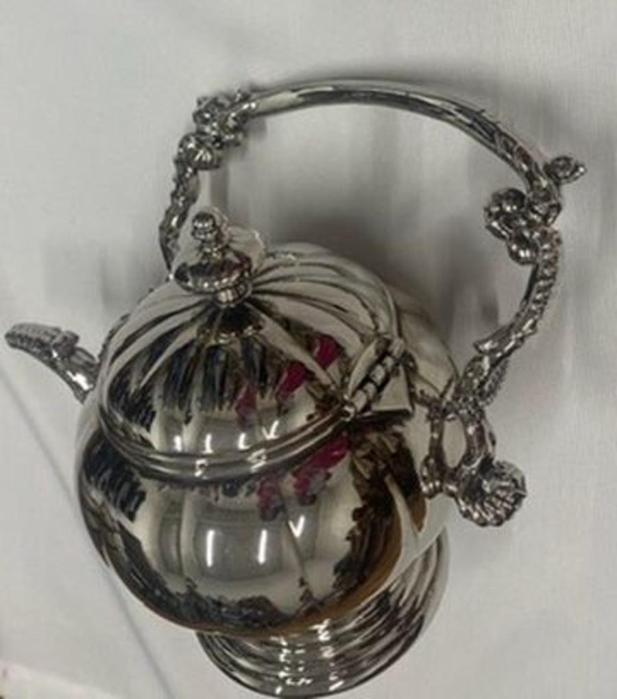 AW22 MOSCHINO Couture Jeremy Scott Logo Engraved Teapot Metallic Clutch Handbag 5